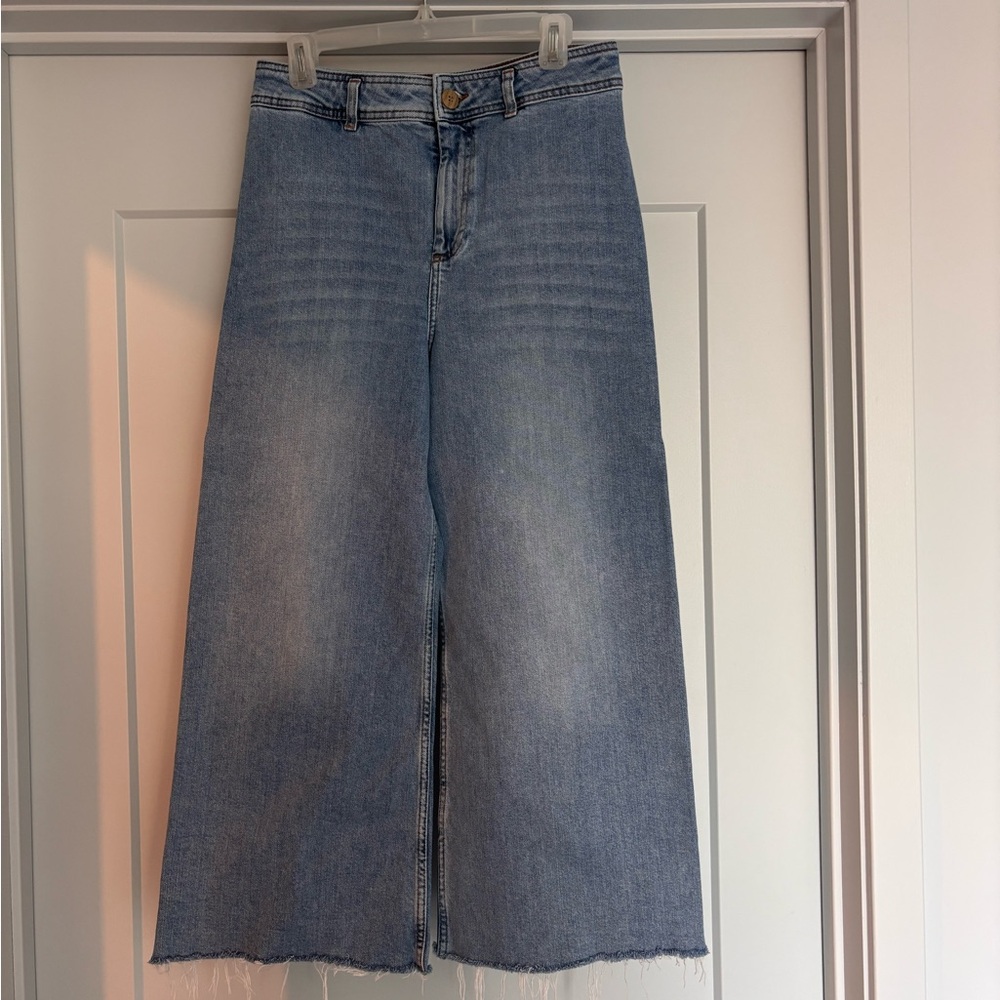 ANTONIO MELANI Light Blue High-Rise Wide Leg Jeans